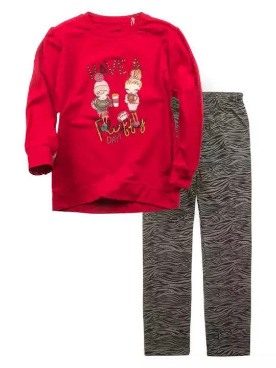 Kinder-Set mit Leggings Winter 2Stück Rot