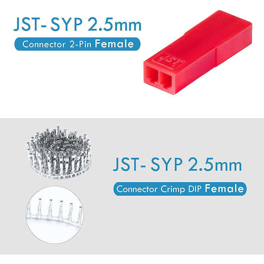 Set Conectori Jst-syp 2.54 Mm Plug 60 Părți Conectori Bărbat-femeie 2 Pinuri 1m Cablu Jst