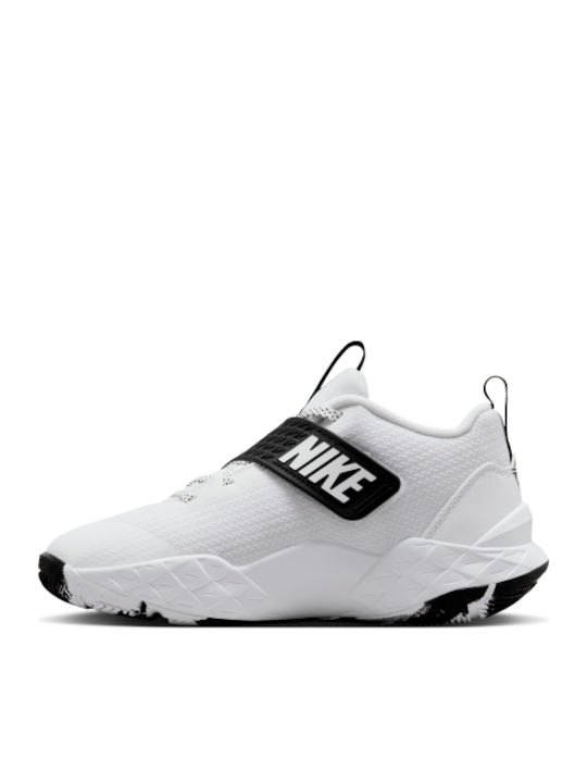 Team Hustle Kids Sports Shoes Basketball with Hoop & Loop Closure White