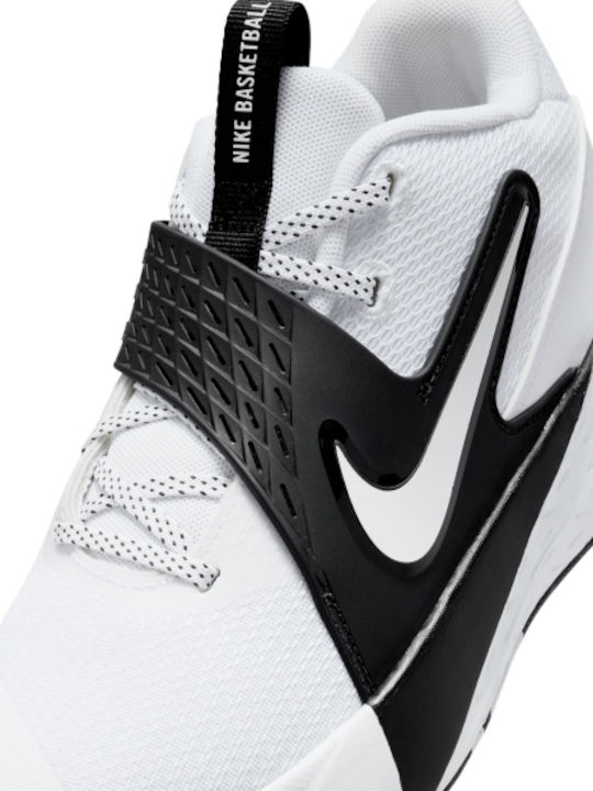 Team Hustle Kids Sports Shoes Basketball with Hoop & Loop Closure White