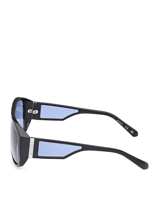 Guess Men's Sunglasses with Black Plastic Frame and Blue Lens GU00135 01V