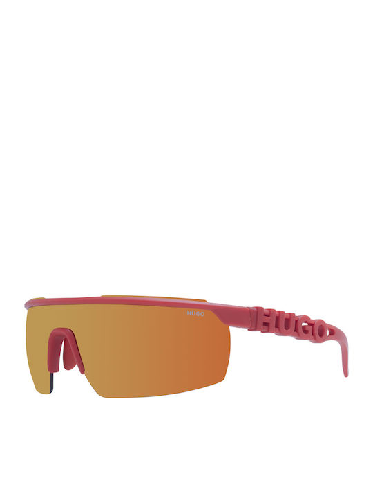 Unisex Sonnenbrille mit Orange Kunststoff Gestell und Orange Spiegel Linse