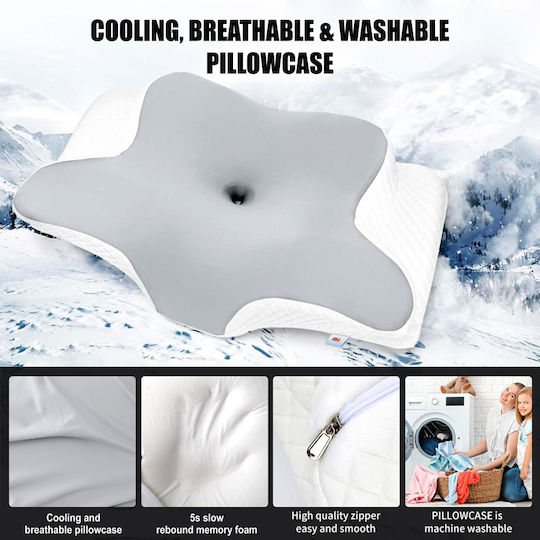 Pernă medicală pentru gât Memory Foam 62x41x11cm Gri