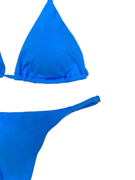 Set Bikini Τριγωνάκι με Αφαιρούμενη Ενίσχυση & String Γαλάζιο