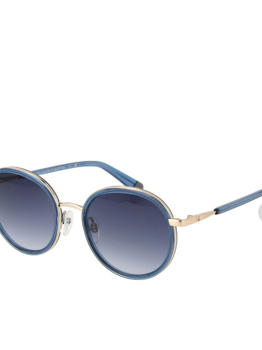 Benetton Women's Sunglasses with Gold Metal Frame and Blue Lens BE7048 285