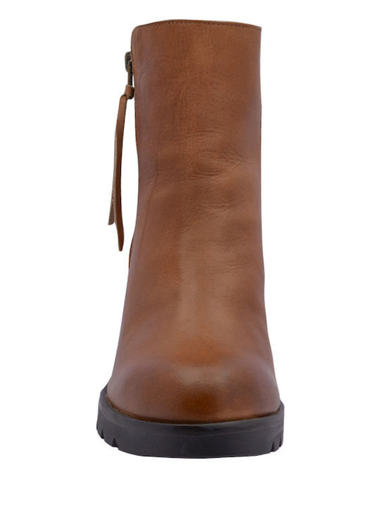 Leather Women's Ankle Boots Tabac Brown
