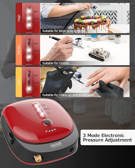 Mini Kit Compresor Aerograf Reîncărcabil 1000 Mah Aerograf Duza 0.3 Mm Presiune Reglabilă Pe 3 Niveluri Manichiură Pictură Corporală Tatuaj Semi-permanent Decorare Tort