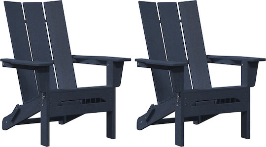 Outdoor Chair Wooden Navy Blue 2pcs 74.5x80.5x90cm