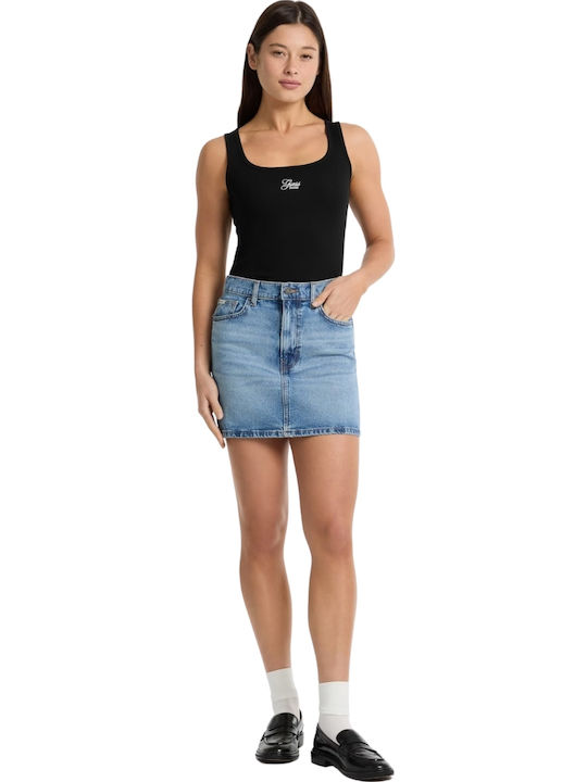 Denim High-waisted Mini Skirt Blue