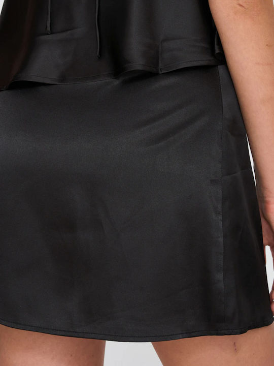 Satin Fustă Black