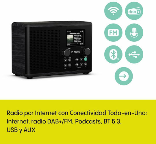 Pure Classic H4i Portable Radio Rechargeable DAB+ with Bluetooth and USB Black