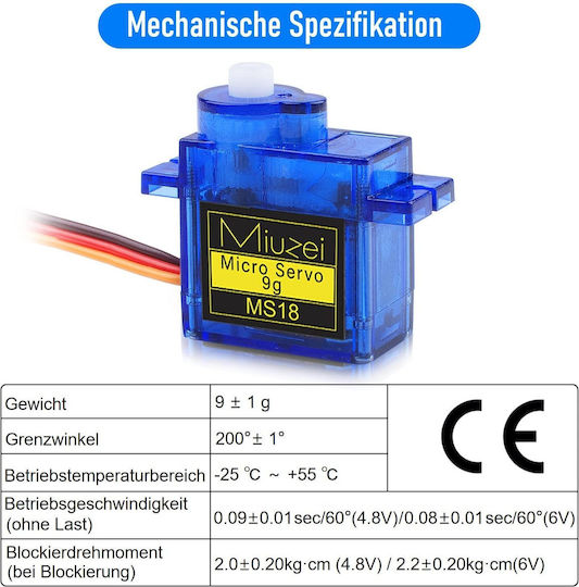 Sg90 9g Kit de Motoare Servo 10 Bucăți 4.8v 6.0v Unghi de Funcționare 0°-180° Piese de Schimb pentru Vehicule RC Robotelicopter Avion