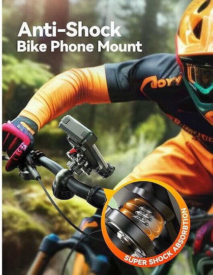Suport pentru Telefon Mobil Bicicletă Motocicletă Reglabil 360° Rezistent la Șocuri Suporturi Anti-vibrații pentru Smartphone-uri De La 4.7 La 7 Inch Negru