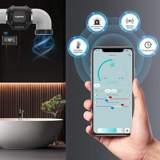 Ventilatoare Industriale Duct Ventilator 150 Mm Debit 688 M³/h Control Smart Wifi App 3000 Rpm 31 Db Control Temperatura Umiditate Instalatii Interne Agricultura Verticala Uscare Comerciala Filtrare Aer