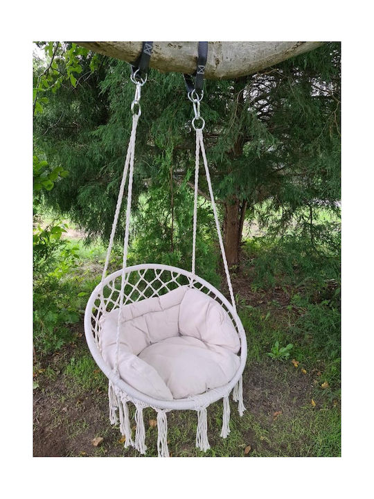 Hängende Garten- und Veranda-Schaukel-Polyrattan-Sessel mit Kissen Beige Traglast bis 150kg M80xB x H