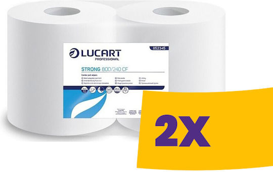 Lucart Strong 800 Cf Industrial Paper Towels 25cm Diameter 2 Ply Snow White 240m Carton 2 Rolls