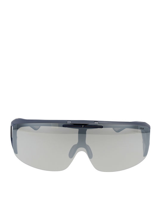 FILA Unisex Sunglasses with Blue Plastic Frame and Silver Mirror Lens