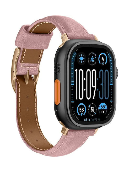 Amazingthing Class Band Leather Strap Apple Watch 45 46 49 Mm Pink