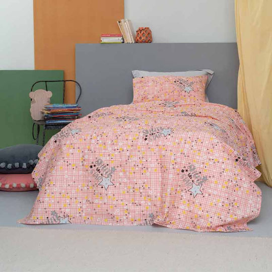 Palamaiki Cluster Set Kids Duvet Cover Single with Pillowcase Cotton Pink 170x250cm