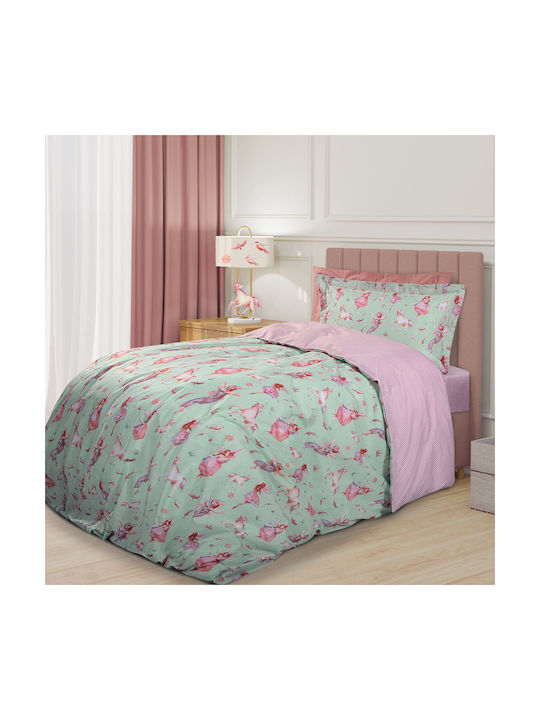 Greenwich Polo Club 8815 Set Kids Duvet Cover Single with Pillowcase Cotton Mint/Pink 160x240cm