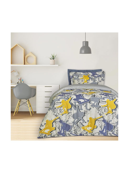Das Home 4842 Set Kids Duvet Cover Single with Pillowcase Grey/Yellow 160x240cm