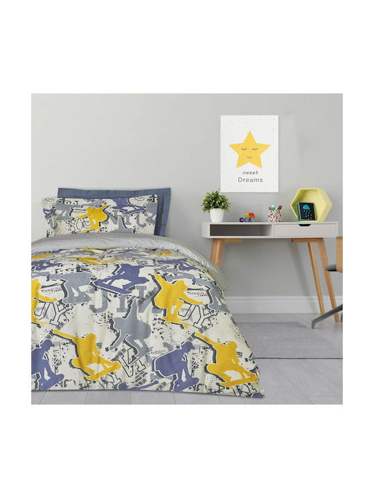 Das Home 4842 Set Kids Duvet Cover Single with Pillowcase Grey/Yellow 160x240cm
