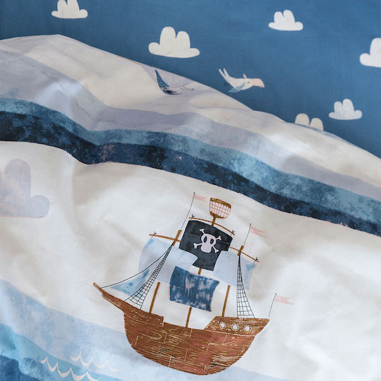 Nima Yo Ho Комплект Детски Плик за Завивка Единичен с Калъфка Памучен Син 160x240бр