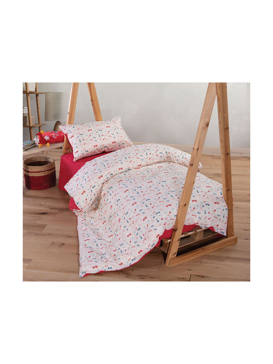 Nef-Nef Homeware Bugs Life Set Kids Duvet Cover Single with Pillowcase Cotton Red 160x240cm