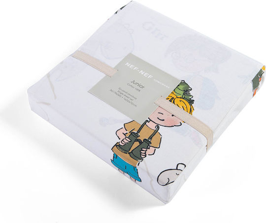 Nef-Nef Homeware Wild Bones Σετ Παιδική Παπλωματοθήκη Μονή με Μαξιλαροθήκη Βαμβακερή Εκρού 160x240εκ.