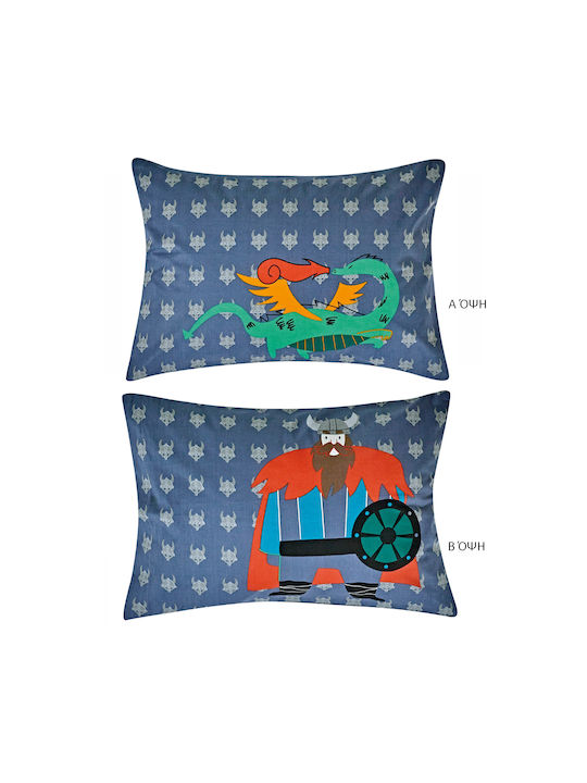 Kentia Viking Set Kids Duvet Cover Single with Pillowcase Cotton GREY- RED- BLUE- GREEN 160x240cm