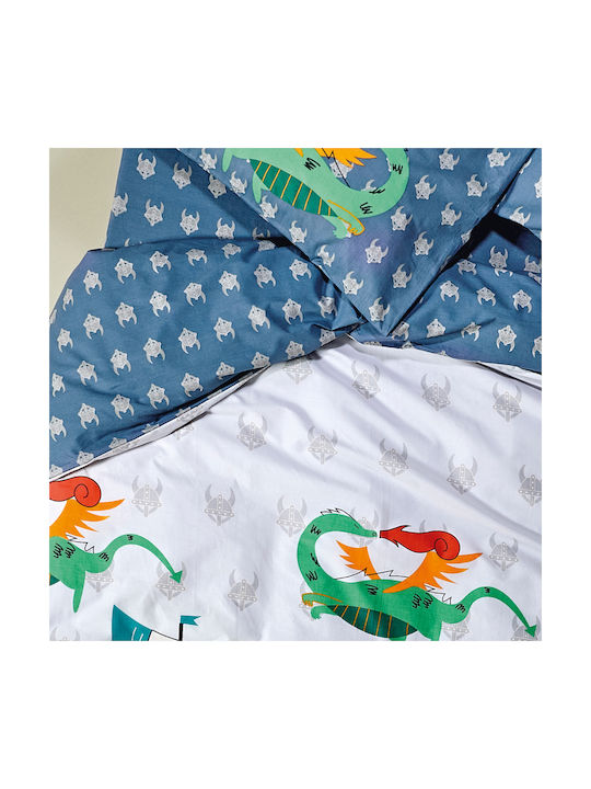 Kentia Viking Set Kids Duvet Cover Single with Pillowcase Cotton GREY- RED- BLUE- GREEN 160x240cm
