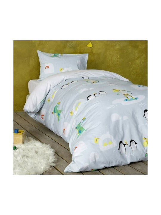Nima Frosty Set Kids Duvet Cover Single with Pillowcase Cotton Gray 160x240cm