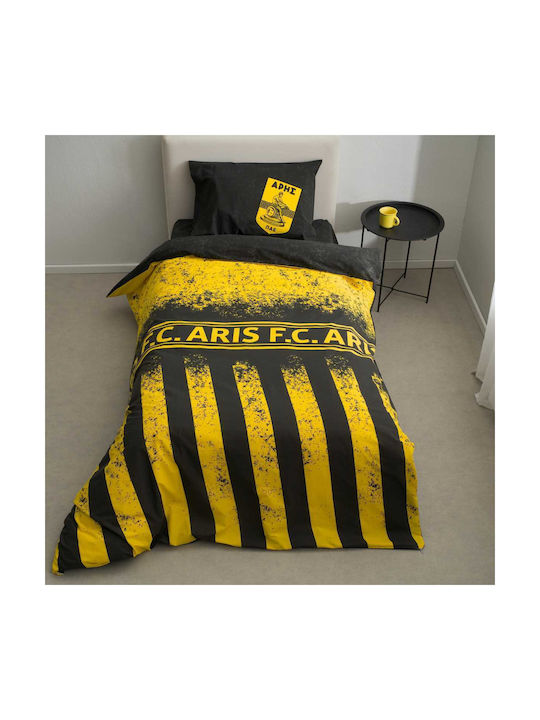 Vesta Home Set Kids Duvet Cover Single with Pillowcase Cotton Satin Black 170x260cm