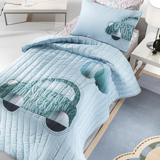 Saint Clair Auto Suede Παιδική Παπλωματοθήκη Μονή Γαλάζιο 160x220εκ.