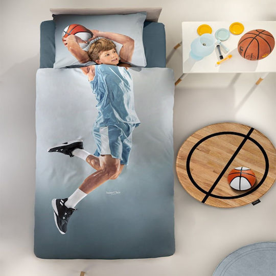Saint Clair Hoop Suede Set Kids Duvet Cover Single with Pillowcase Cotton Gray 160x225cm