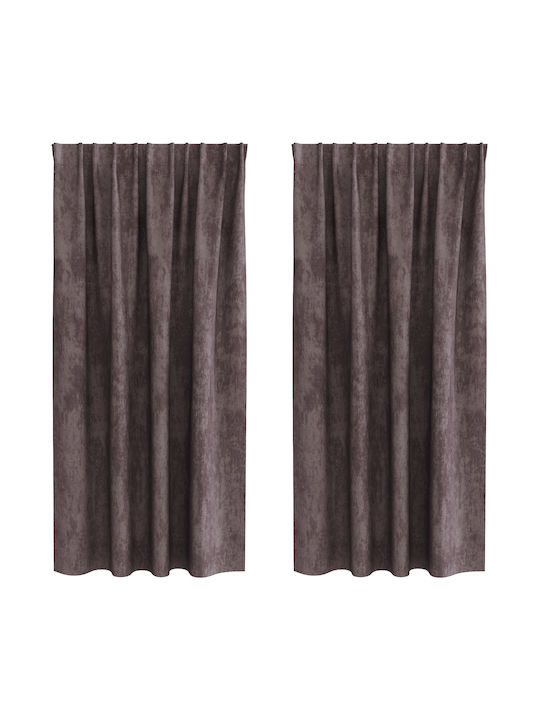 vidaXL Σετ Κουρτίνες Παραθύρου με Τρουκς Καφέ 140x175εκ.