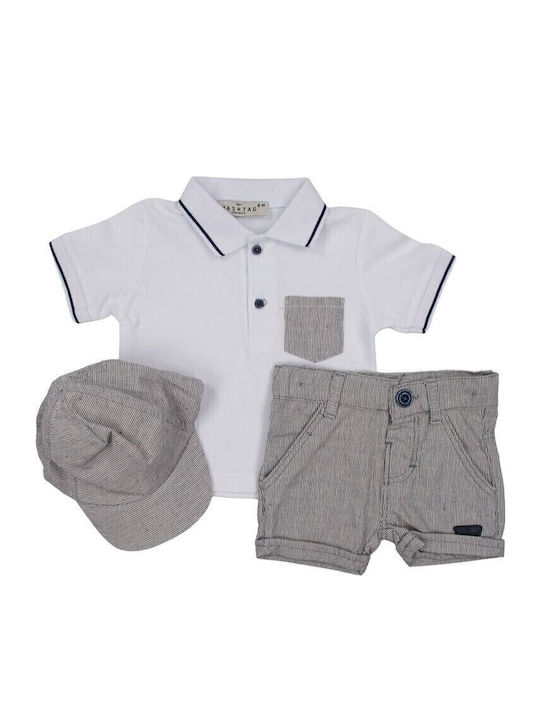 Kids' Set with Shorts Summer 2pcs White/Grey