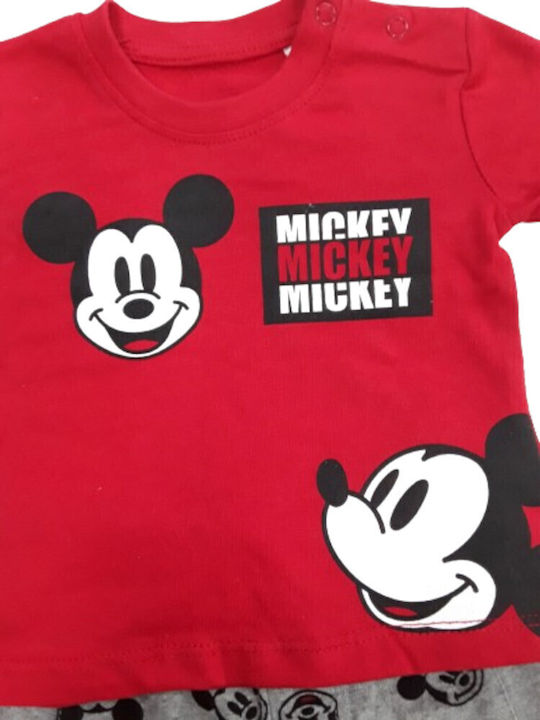 Kids' Set with Shorts Summer 2pcs Red Mickey Mouse