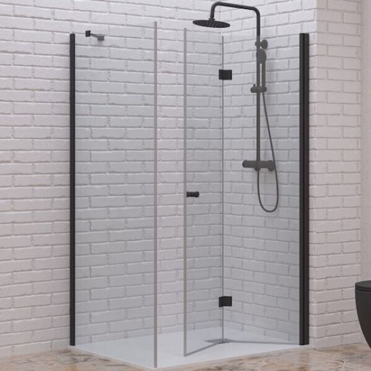 Klappbares Kabinenpaneel Klarglas S7 Nero Karag 70x200cm