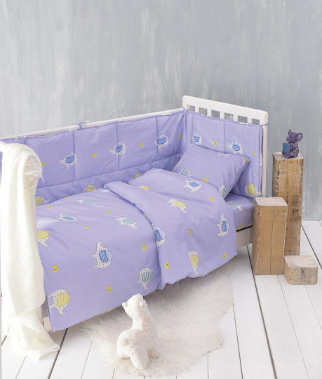 Rythmos Wooly Crib Bumpers Classic Inside Purple 40x200cm