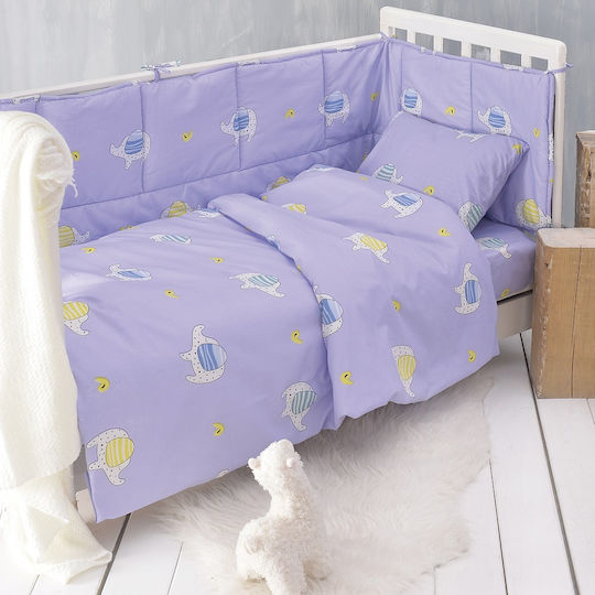 Rythmos Wooly Crib Bumpers Classic Inside Purple 40x200cm