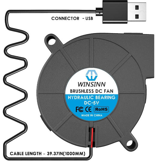 Set 4 Fani Pentru Imprimante 3D Usb 5v 4500 Rpm Rulmenți Hidraulici Fără Perii 50 X 15 Mm Cablu 5015