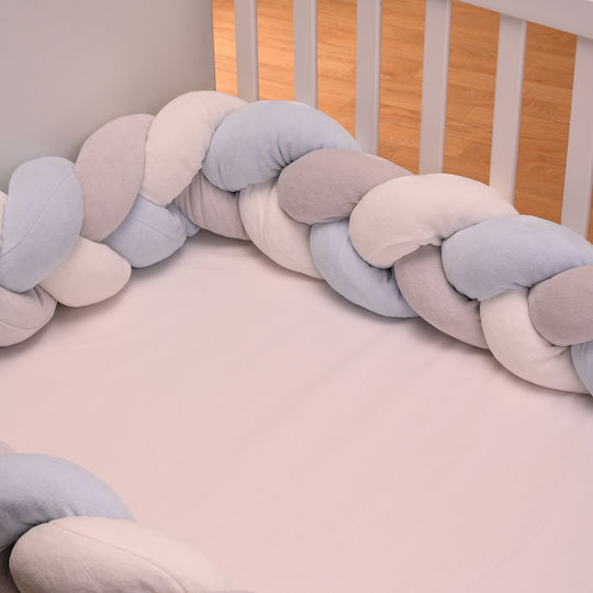 abo Crib Bumpers Braided Inside Light Blue, White, Grey 20x210cm