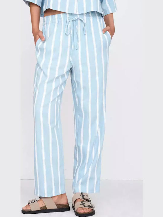 Women's Fabric Trousers Relaxed Fit Blue
