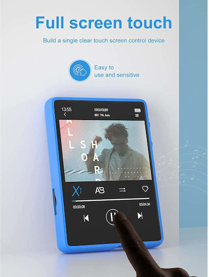 32 Gb MP3 Player Bluetooth 5.0 Ecran Tactil 2.4 Inch Difuzor Sunet Hifi Radio Fm Portabil Acceptă Card Până La 128 Gb Albastru