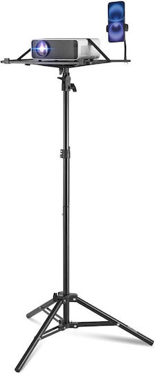 Suport pentru Proiector Poziționare Pardoseală Înălțime Reglabilă 68 160 Cm Suport pentru Telefon cu Braț Flexibil Unghi Reglabil 180° Design Pliabil și Portabil Capacitate 5 Kg pentru Proiector Tablet Mixer Laptop Partitură Negru