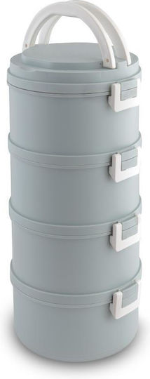 Lamart Set Plastic Lunch Boxes Grey with Compartments 13x13cm 4 Pieces