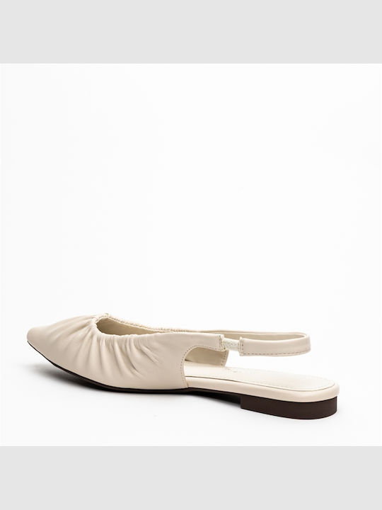Damen Ballerinas Slingback mit Riemen in Weiß Farbe