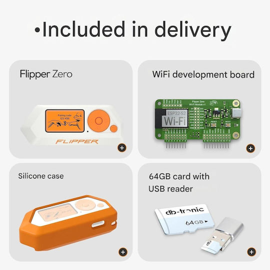 Set Flipper Zero Carcasă din Silicon Modul Wifi Card MicroSD 64 Gb Cititor de Carduri