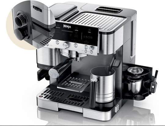 Ninja Luxe Cafe Premier Automatic Espresso Machine 1650W Pressure 15bar for Cappuccino with Grinder Silver